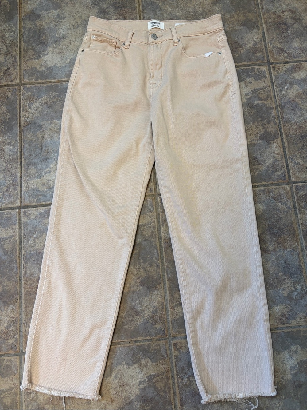 Light Beige Straight-Leg Jeans Kensie slim stretch size 6/28 VGC
